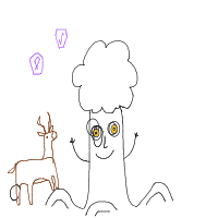 a tree with creatures and floating runes in the air drawing by player-shsibrpz4 in Artbitrator