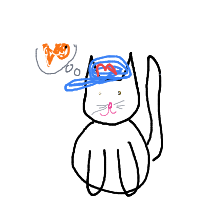 a cat with a hat dreaming about fish with a thought bubble drawing by player-06b0mroo6 in Artbitrator