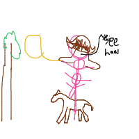 cowboy on tiny horse drawing by guest-x2gi4ynaa in Artbitrator