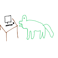dinosaur in modern office drawing by guest-fj8dvazfy in Artbitrator
