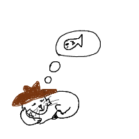 a cat with a hat dreaming about fish with a thought bubble drawing by player-322x62nsa in Artbitrator