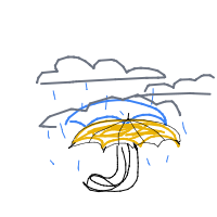 umbrella in rain drawing by guest-nk5b0oufk in Artbitrator