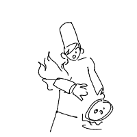 chef on fire drawing by howl in Artbitrator