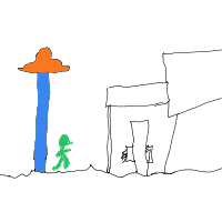 alien at grocery store drawing by osmani in Artbitrator