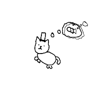 a cat with a hat dreaming about fish with a thought bubble drawing by player-6w8z8ac28 in Artbitrator