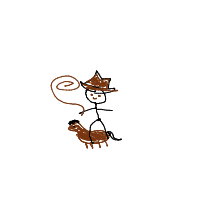 cowboy on tiny horse drawing by guest-ura2eu2d3 in Artbitrator