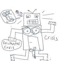 robot having existential crisis drawing by guest-6ejseuvkc in Artbitrator