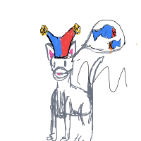 a cat with a hat dreaming about fish with a thought bubble drawing by player-9i99f2gsu in Artbitrator