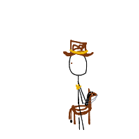 cowboy on tiny horse drawing by meow_meow123 in Artbitrator
