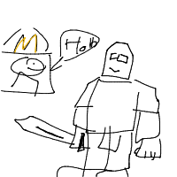 medieval knight at drive-thru drawing by gurkenkot in Artbitrator