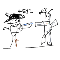 pirate vs robot drawing by gurkenkot in Artbitrator