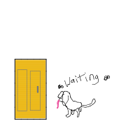 dog waiting at door drawing by melon in Artbitrator