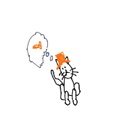 a cat with a hat dreaming about fish with a thought bubble drawing by player-adldu2m0m in Artbitrator