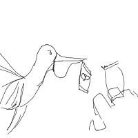 seagull stealing chips drawing by samsammaydrew in Artbitrator