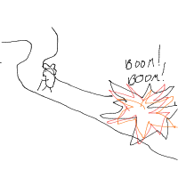 walking away from explosion drawing by guest-l2gq3w3jy in Artbitrator