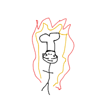 chef on fire drawing by guest-n0enrahr2 in Artbitrator