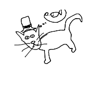 a cat with a hat dreaming about fish with a thought bubble drawing by player-d5qu0jzus in Artbitrator