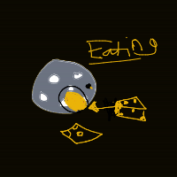 moon eating cheese drawing by hellos in Artbitrator