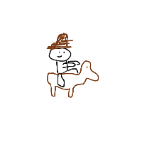 cowboy on tiny horse drawing by hellos in Artbitrator