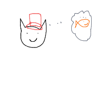 a cat with a hat dreaming about fish with a thought bubble drawing by player-3dmwkkjzp in Artbitrator