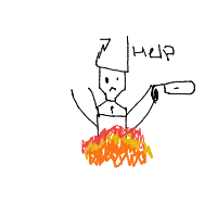 chef on fire drawing by guest-w4y4on2e4 in Artbitrator