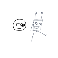 pirate vs robot drawing by vane in Artbitrator