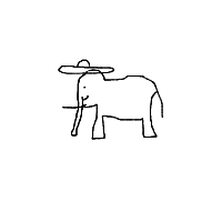 elephant with a hat drawing by hernan in Artbitrator