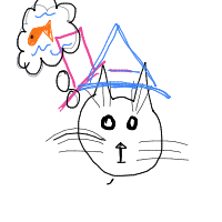 a cat with a hat dreaming about fish with a thought bubble drawing by player-pgj2tjou2 in Artbitrator