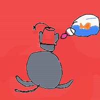 a cat with a hat dreaming about fish with a thought bubble drawing by player-9pszjl3hx in Artbitrator