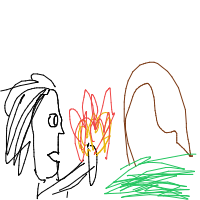 caveman discovering fire drawing by guest-9d5ft2cl1 in Artbitrator