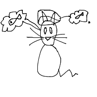 a cat with a hat dreaming about fish with a thought bubble drawing by player-sscbfo8yr in Artbitrator