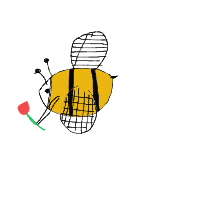bee carrying flower drawing by adzwinz123 in Artbitrator