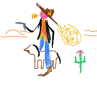 cowboy on tiny horse drawing by guest-44z1v21dh in Artbitrator