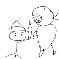 knight vs giant drawing by AISYA HUMAIRA BINTI MUHAMMAD THOMAS ANGOM in Artbitrator