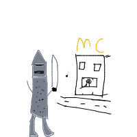 medieval knight at drive-thru drawing by ember in Artbitrator
