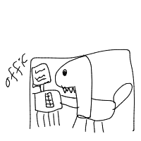 dinosaur in modern office drawing by guest-kzjizar90 in Artbitrator