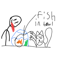 fish in bowl drawing by wafflez in Artbitrator
