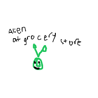 alien at grocery store drawing by detroit2024 in Artbitrator