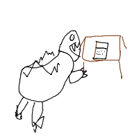 dinosaur in modern office drawing by guest-p9e84va01 in Artbitrator