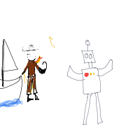 pirate vs robot drawing by ellie in Artbitrator