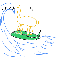 llama surfing drawing by player-wacinfwed in Artbitrator