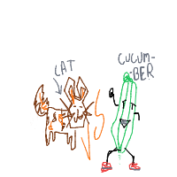 cat vs cucumber drawing by rick in Artbitrator
