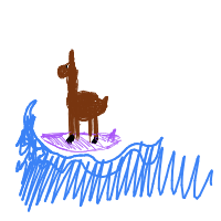 llama surfing drawing by Amelie in Artbitrator