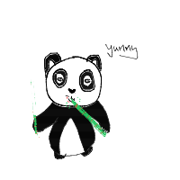 panda eating bamboo drawing by adzwinz123 in Artbitrator