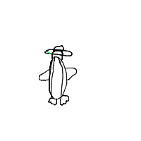 penguin with a hat drawing by kjkjk in Artbitrator