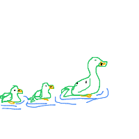 duck leading ducklings drawing by kjkjk in Artbitrator