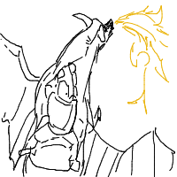a dragon and rider breathing fire drawing by player-y17u3x8i5 in Artbitrator