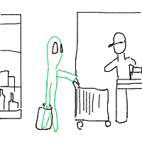 alien at grocery store drawing by vihtor in Artbitrator