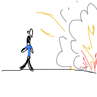 walking away from explosion drawing by vihtor in Artbitrator