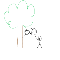 tree giving high five drawing by ppsharp in Artbitrator